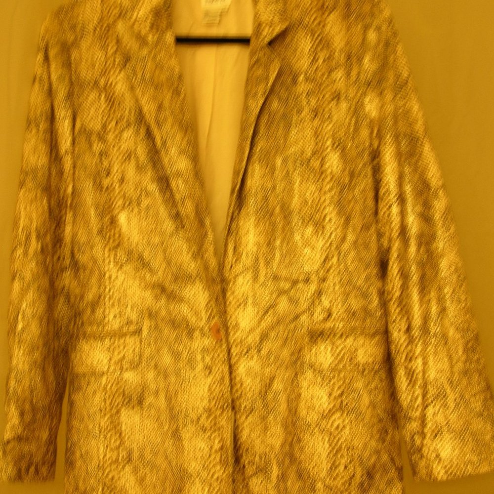 Snake print blazer jacket & pants suit tan white Together by Spiegel 12, 14 NWOT
